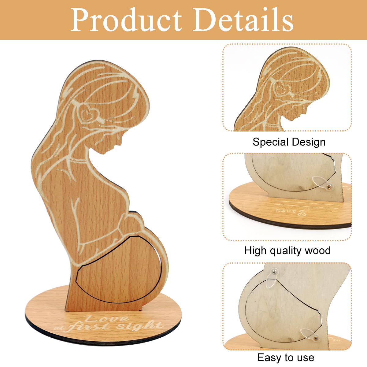 SNOWIE SOFT Baby Record Photo Frame for Ultrasound Display featuring Wooden Base 20x12cm | Sentimental Nursery Gift for Expecting Mothers