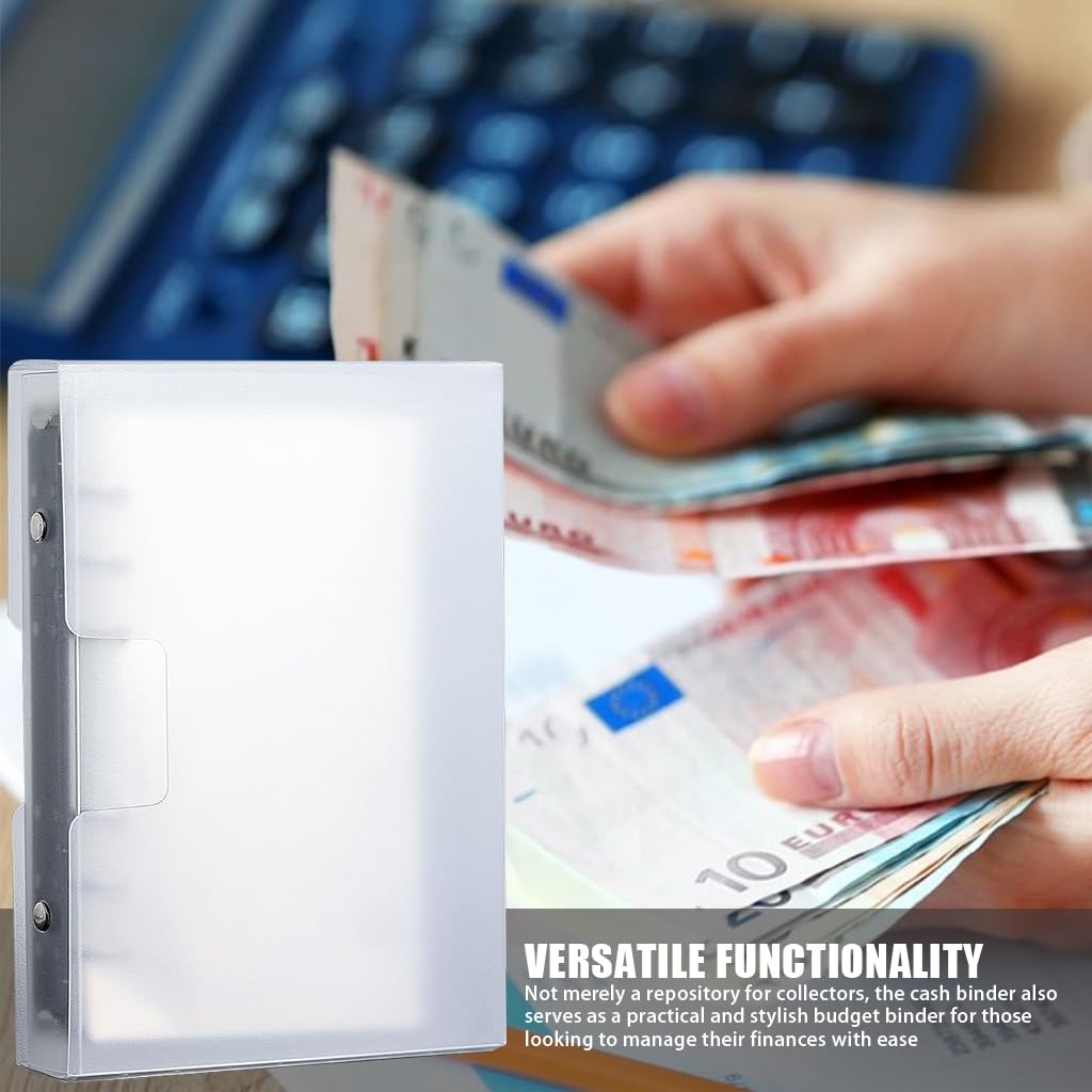 Climberty Currency Collection Album with 100 Transparent Pockets and 6 Ring Binder | Budget Binder with Dustproof Case 7×4 in