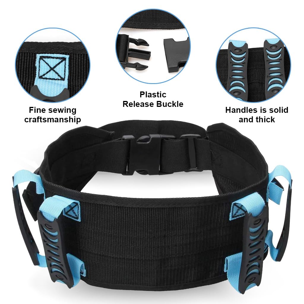 HANNEA® Gait Belt with 4 Handles Transfer Lift Belts for Elderly Paitients Standing Walking Assist Aid Quick Release Locking, Patient Care