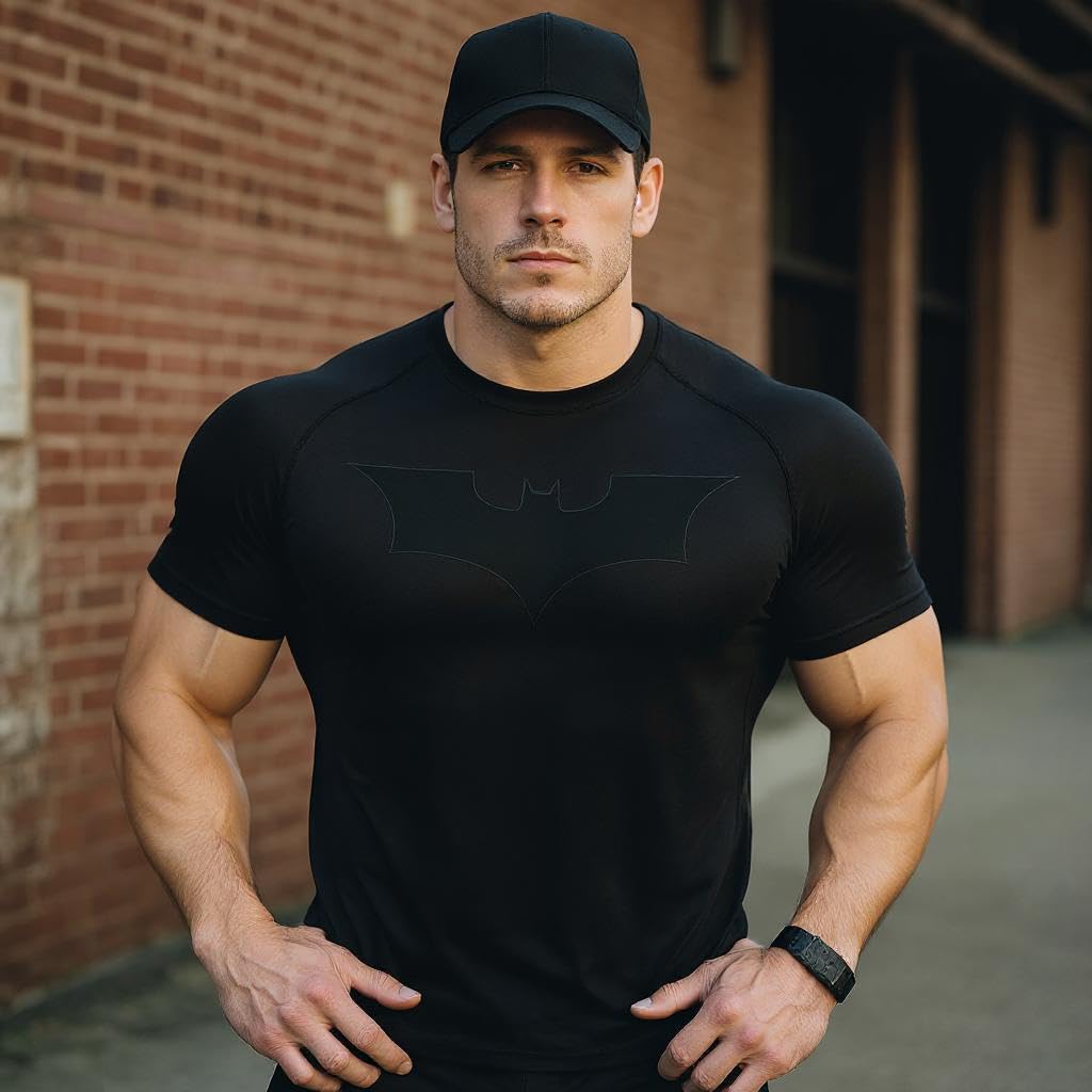 PROBEROS Sport T Shirt for Running and Gym with Moisture Wicking Polyester Fabric | Black XL