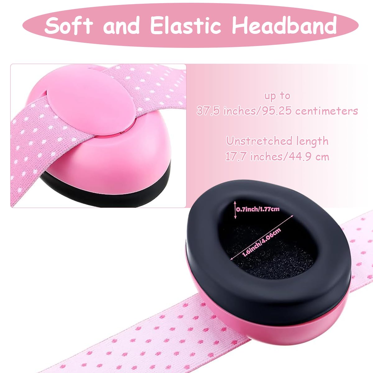 SNOWIE SOFT Baby Ear Muffs for Noise Reduction with 29db Soundproofing and Adjustable Elastic | Pink Lightweight ABS and PU Design for 0–3 Years