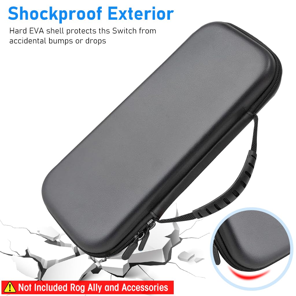 ZORBES Oxford Fabric Carrying Case for ROG Ally with 10 Game Slots and EVA Hard Shell | Black