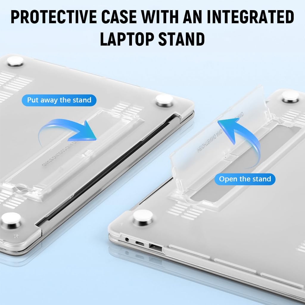 HASTHIP Laptop Case Cover for MacBook Air 13.6 inch featuring Foldable Kickstand Stand | Clear Flexible Soft Shell