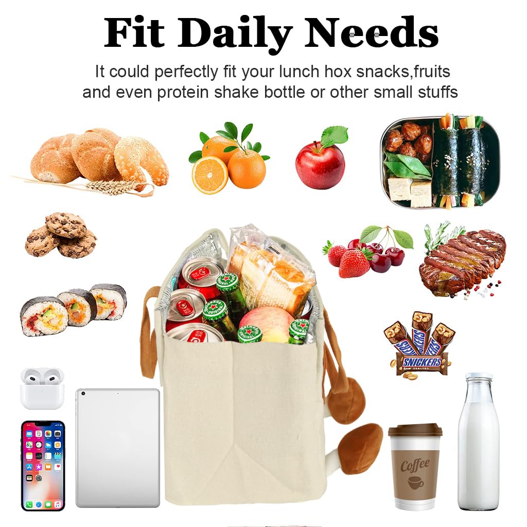 HASTHIP Lunch Bag for Kids with 9.5L Capacity and Reinforced Handles | Waterproof Brown Tote