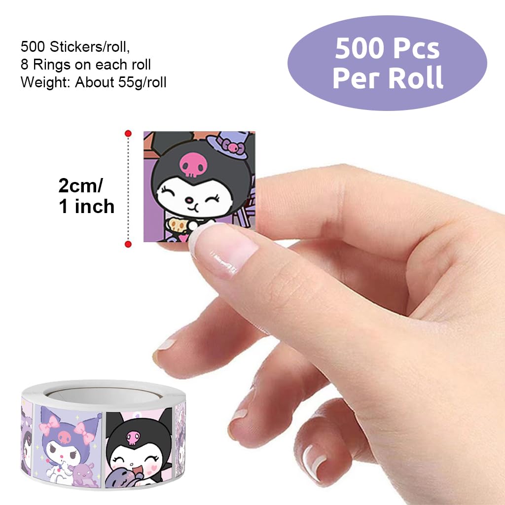 HASTHIP Kuromi Stickers 500pcs with 8 Cute Designs for DIY Decor and Kawaii Sanrio Fans