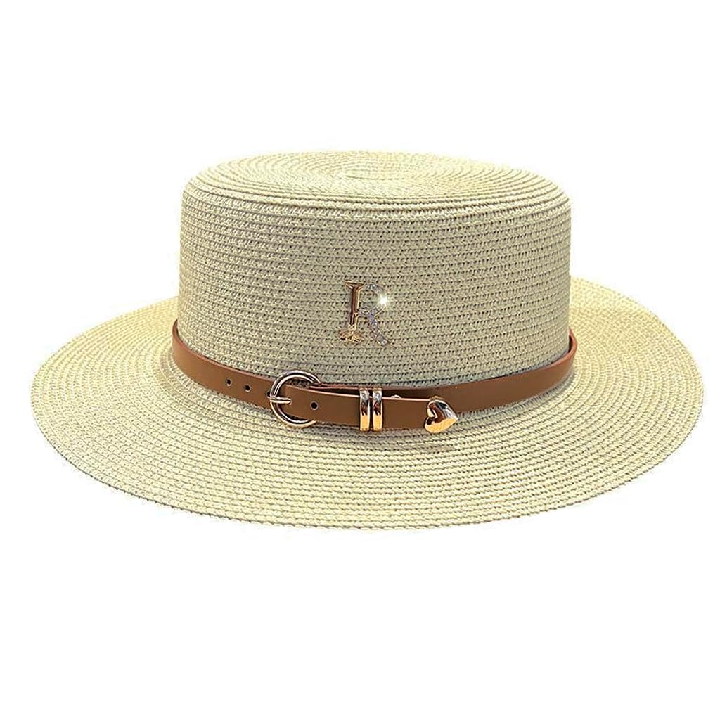 PALAY® Straw Hat Bucket Hat for Women Foldable Summer Sun Hat Wide Brim Flat Top Cap Beach Hat for Women Ladies Outdoor UV Protection - Milk White