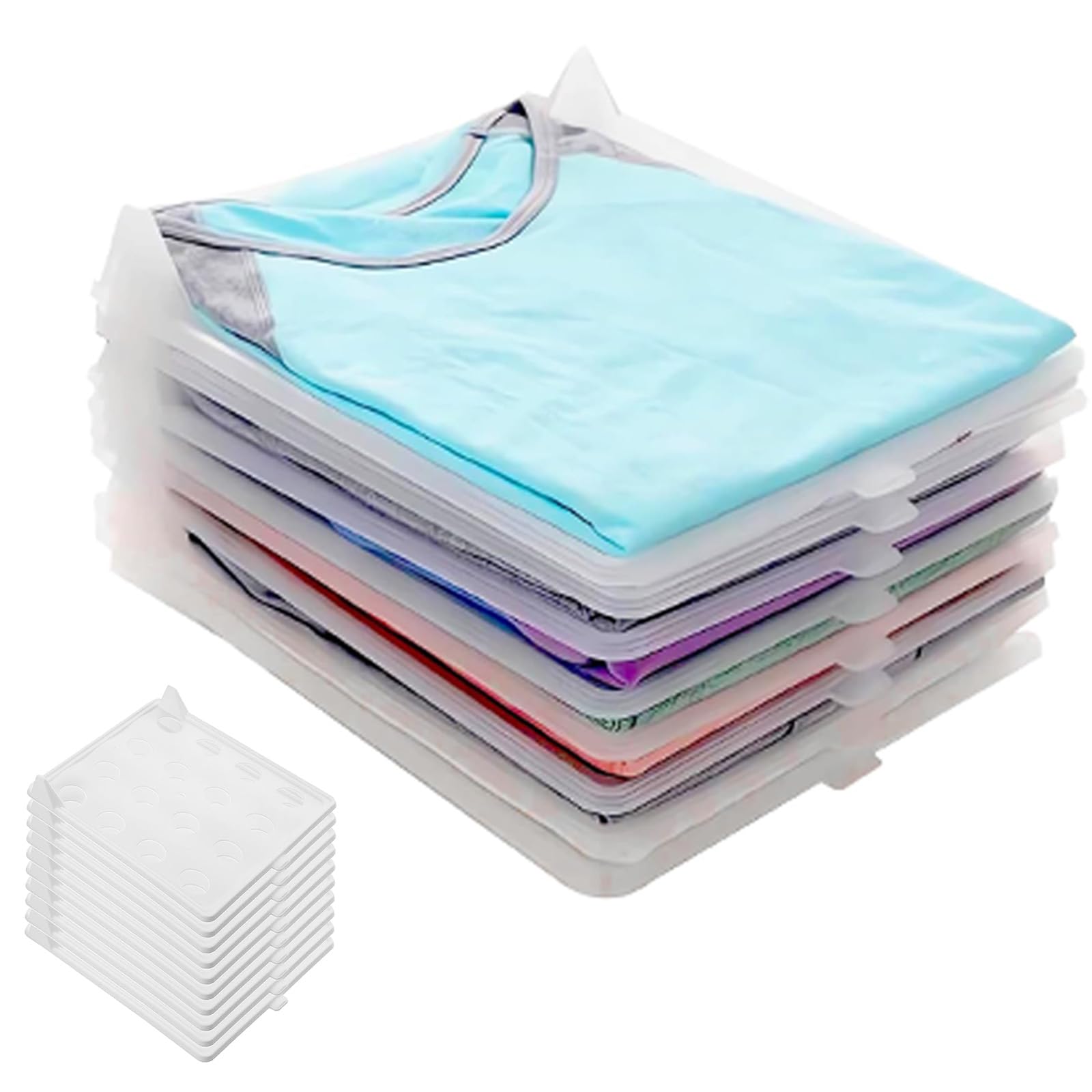 Supvox Stackable Shirt Divider Boards for Closet and Drawer Organization 10 Pack 33x26cm featuring Easy Lifting Grip | Neatly Folded T Shirts and Polos