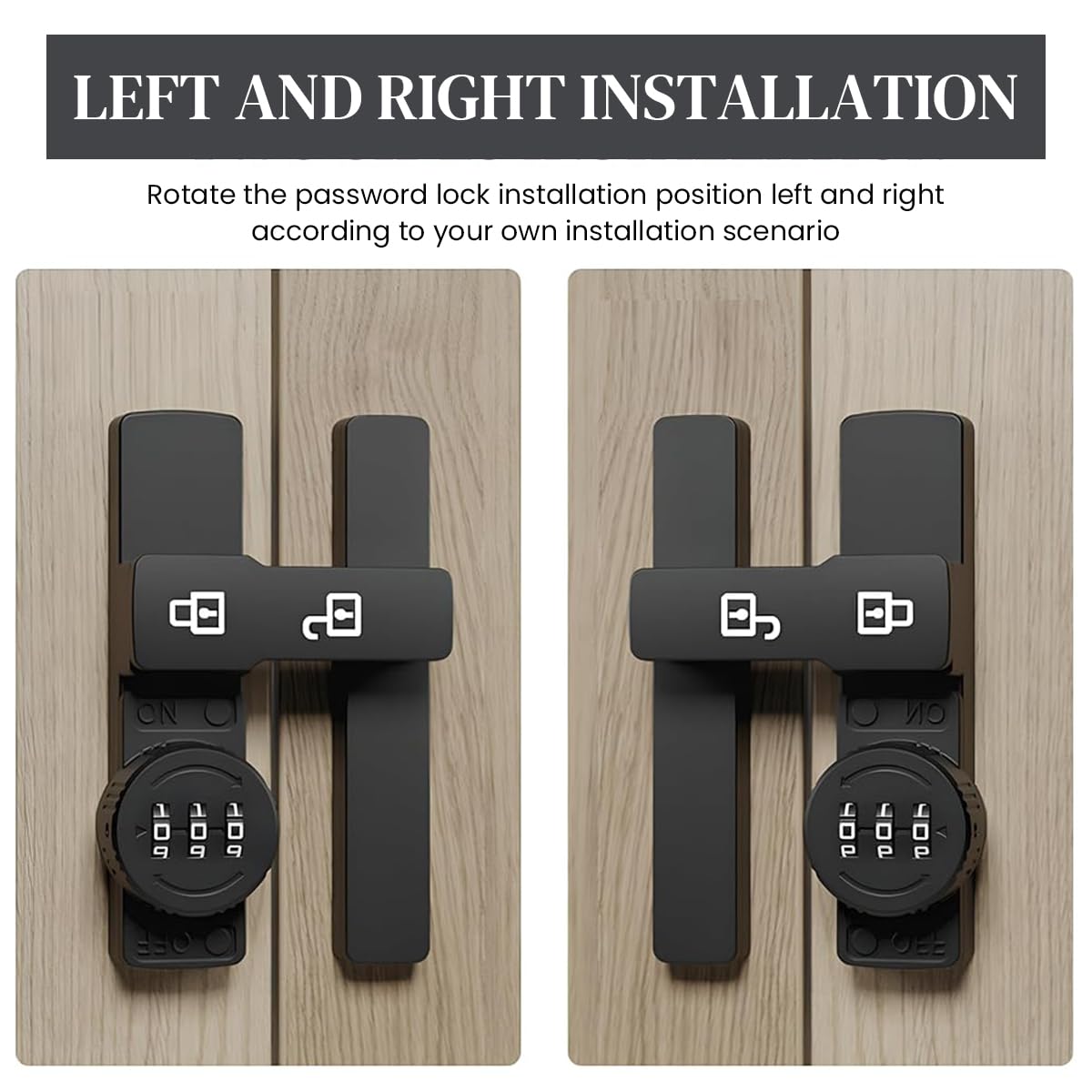 Serplex® Door Latch Digital Password Lock Door Latch 180 Degree Door Latch Combination Lock Nail-Free Door Latch Door Lock Glow In Dark Lock Icon Design Heavy Duty Zinc Alloy Security Door Lock