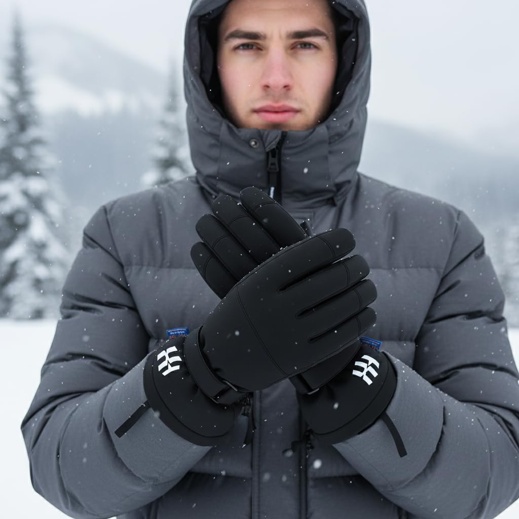 GUSTAVE Winter Gloves for Men and Women with Touchscreen Fingers | Waterproof and Thermal Outdoor Sports Gloves