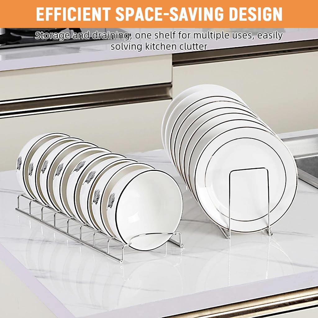 Supvox® Kitchen Dishes Holder Bowl Organizer Combo Set of 3pcs Dish Plates Bowl Drying Holder 8-Slot Design Stainless Steel Dinnerware Organizer Drying Racks for Dishes, Plates, Bowls