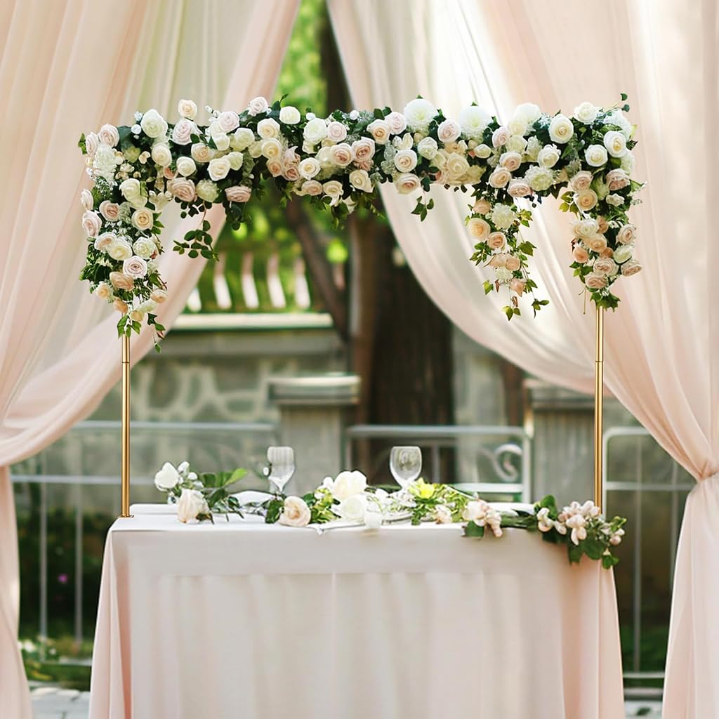 HASTHIP Balloon Arch Decoration Stand for Weddings and Parties with Adjustable 1.2–2.6 m Gold Metal Frame | Easy DIY Assembly Backdrop