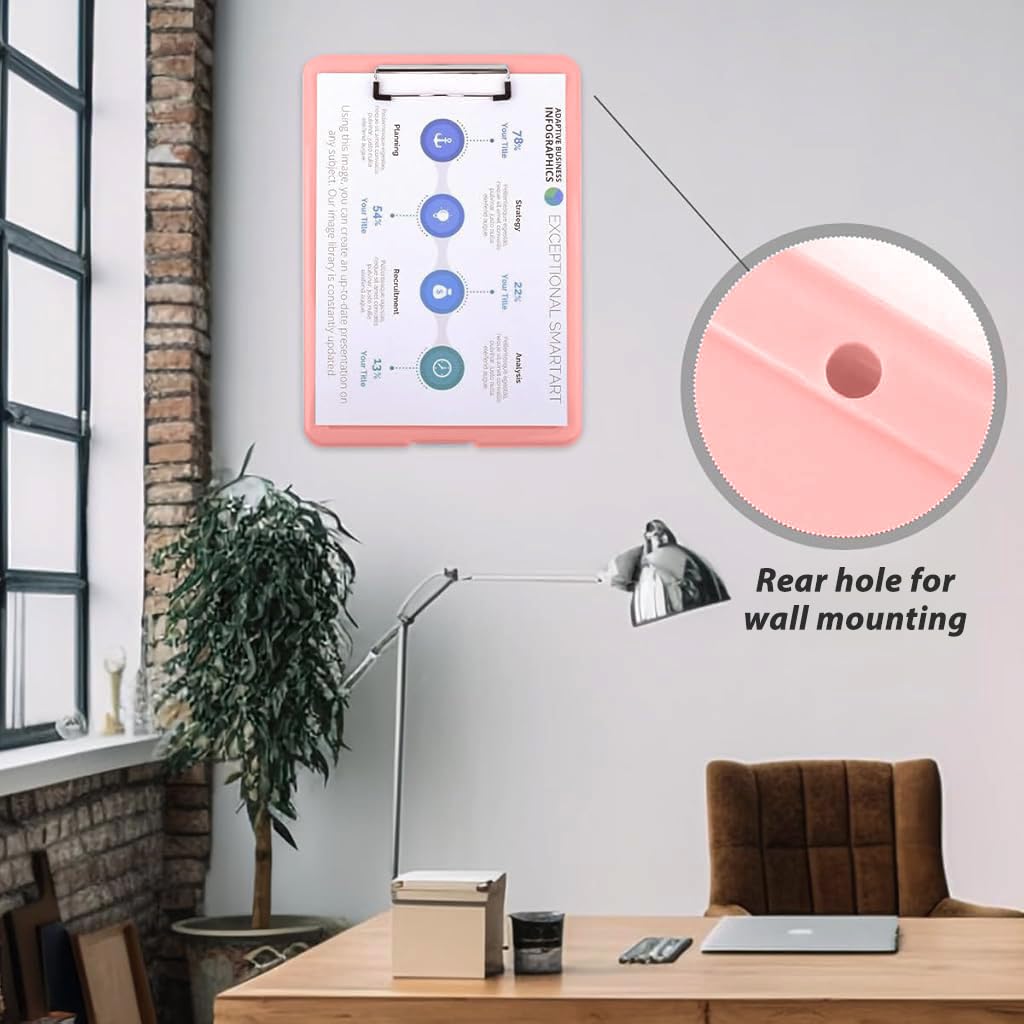 ZIBUYU A4 Clipboard with Storage for Documents featuring Snap Buckle Closure and PP Case | Pink