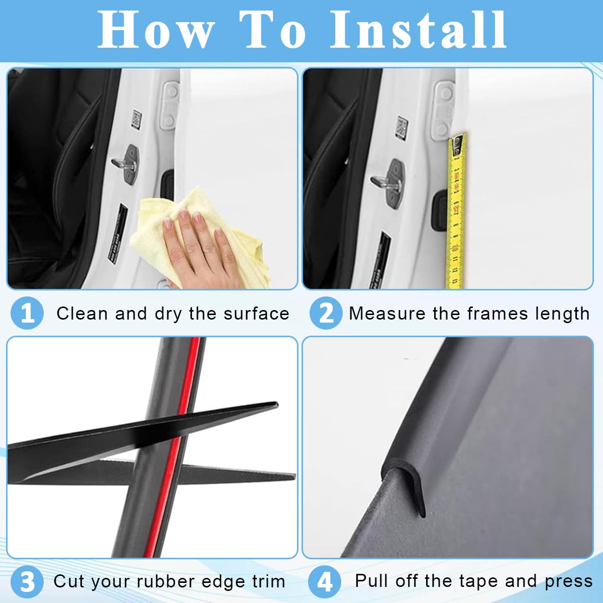 HASTHIP 16.4ft Rubber Edge Trim Cuttable Rubber Edge Trim Protective EPDM Board Edge Trim Tape Double Side Interior Adhesive Design Rubber Edge Trim for 0.5-2mm Thickness Metal Boards or Panels