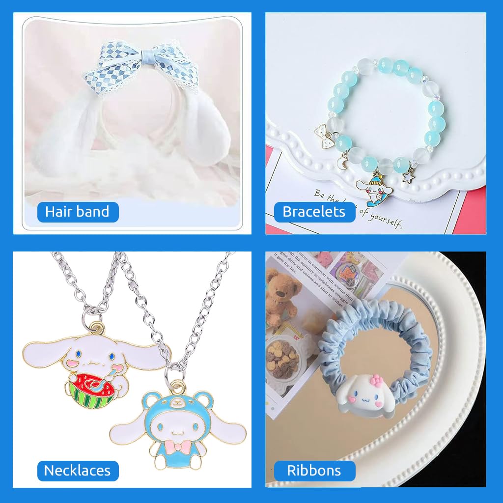 HASTHIP Cinnamoroll School Kit for Girls with Headbands Stickers and Keychain | 9Pcs Kawaii Sanrio Stationery Set