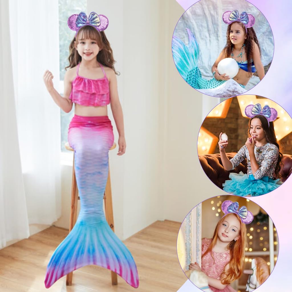 PALAY Hairband Set for Women and Girls featuring Sequin Mickey Bow | 2Pcs Cosplay Accessory