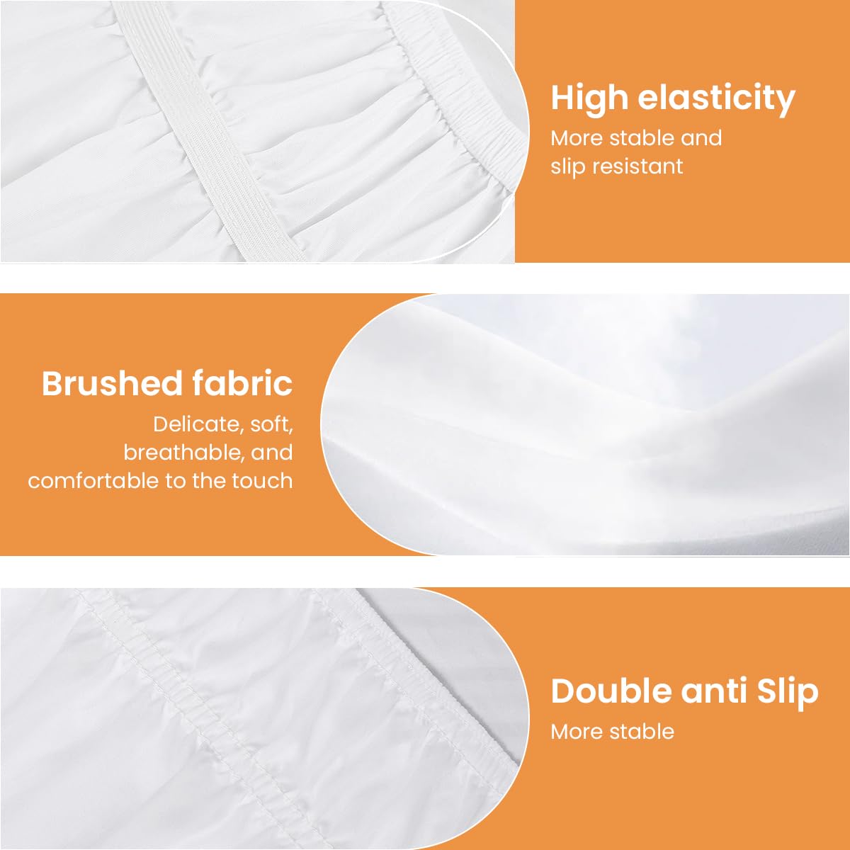 HASTHIP Bed Skirt for Double Bed 78x80 in with 15 in Drop Polyester Cotton Blend | White Pleated Dust Proof Design