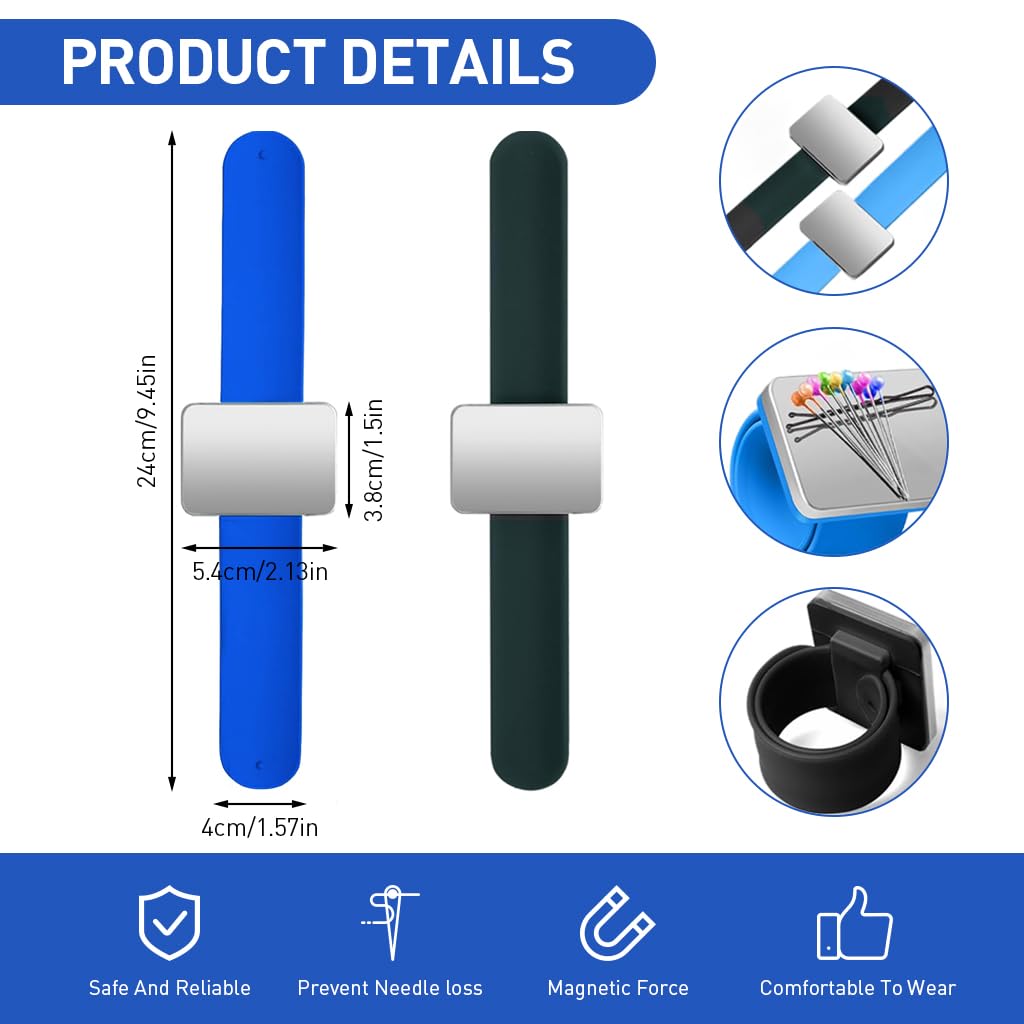 HASTHIP Sewing Pins Accessories Kit for DIY Crafts with 200 pcs Pins and Magnetic Wrist Holders | Includes Seam Rippers and Scissor