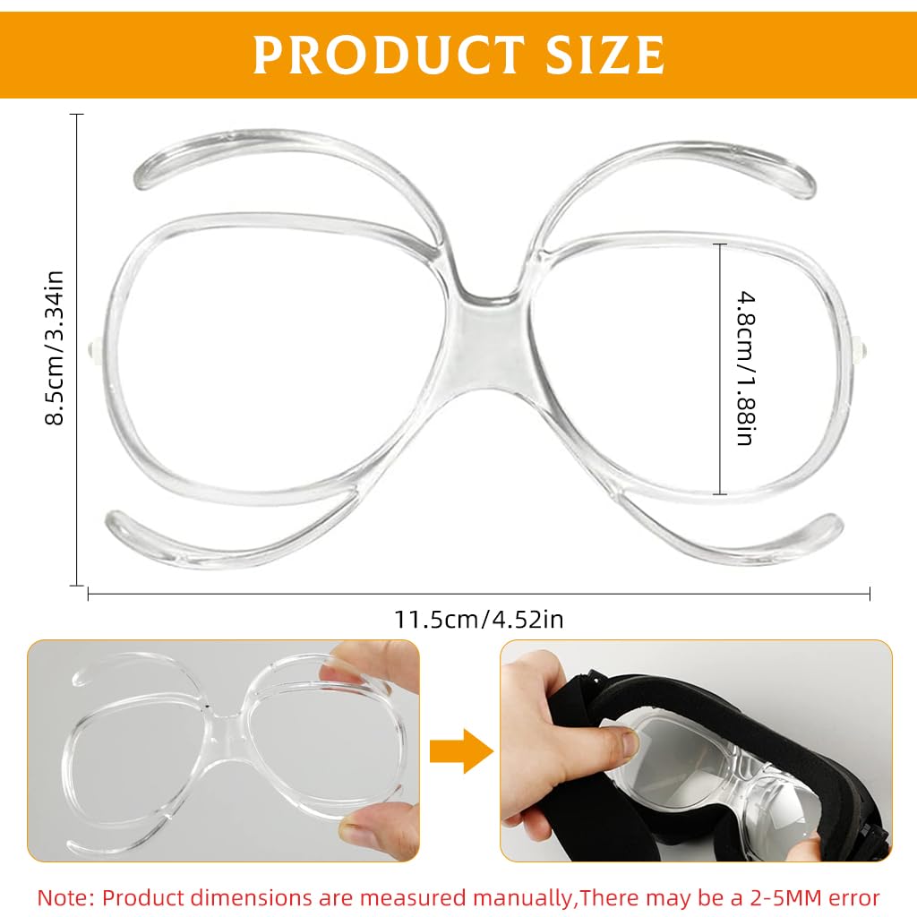 Proberos Sport Goggle Insert Optical for Ski and Riding Goggles featuring Clip In Frame | Universal Size Eyeglass Adaptor for Clear Vision