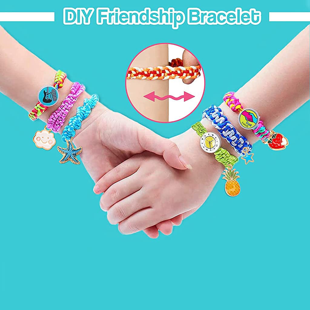 PATPAT® Bracelet Making Kits for Girls - Friendship Bracelet Kit DIY Arts and Crafts for Kids Toy with 12 Colors Bracelet Threads, Charm Birthday Gifts for Girls Ages 6,7,8,9,10,11,12