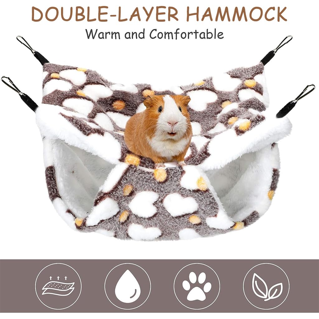 Qpets® Winter Hammock Bed for Small Animals, Hibernation Plush Hammock Bed Hanging Squirrel House Hidden Small Pets Sleeping Bag for Guinea Pig, Ferrets, Hamsters, Hedgehogs, Chinchillas (L)