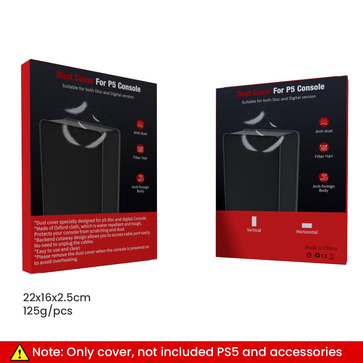 Dust Cover for PS5 Console with Oxford Cloth Protection and Pre Cut Port Access | Fits Disc and Digital Edition