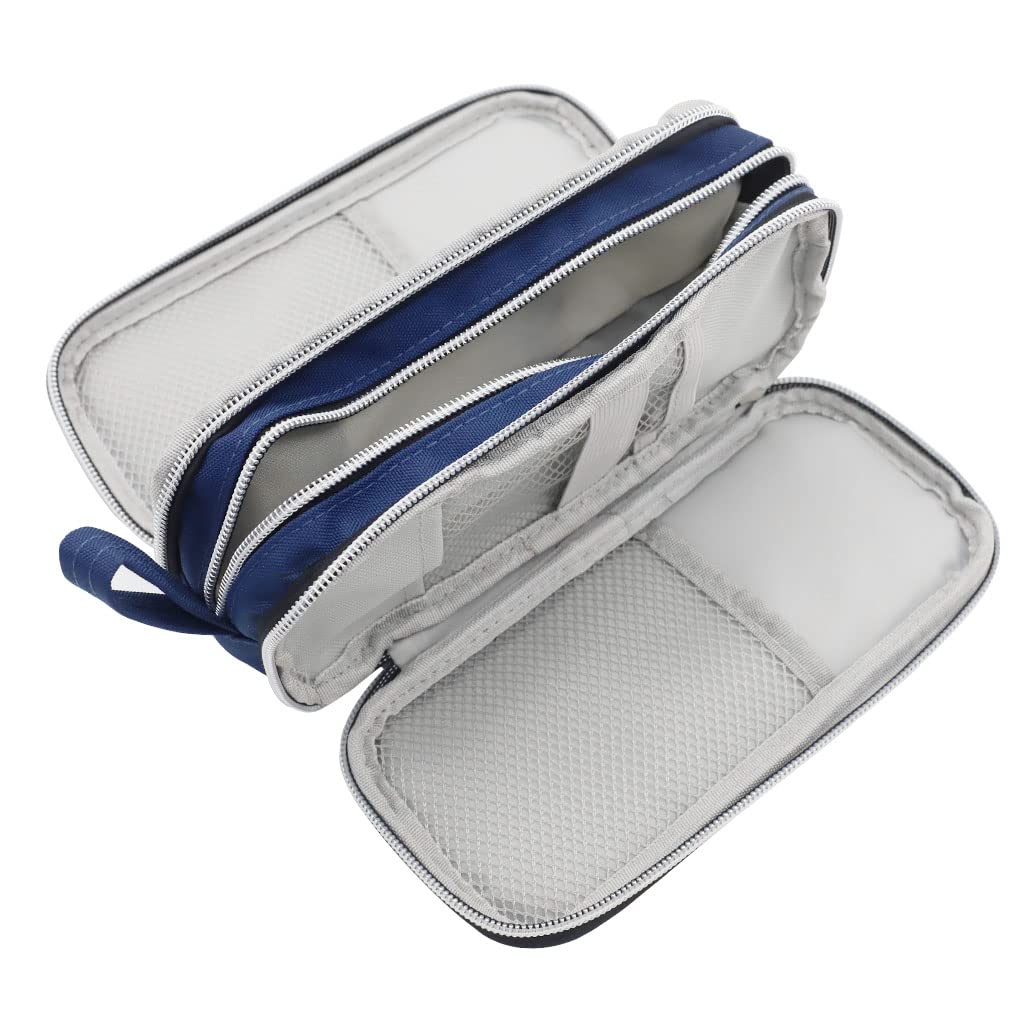 HASTHIP Pencil Case for Students with 3 Layer Storage and 22×8.5×11cm Capacity | Blue Canvas