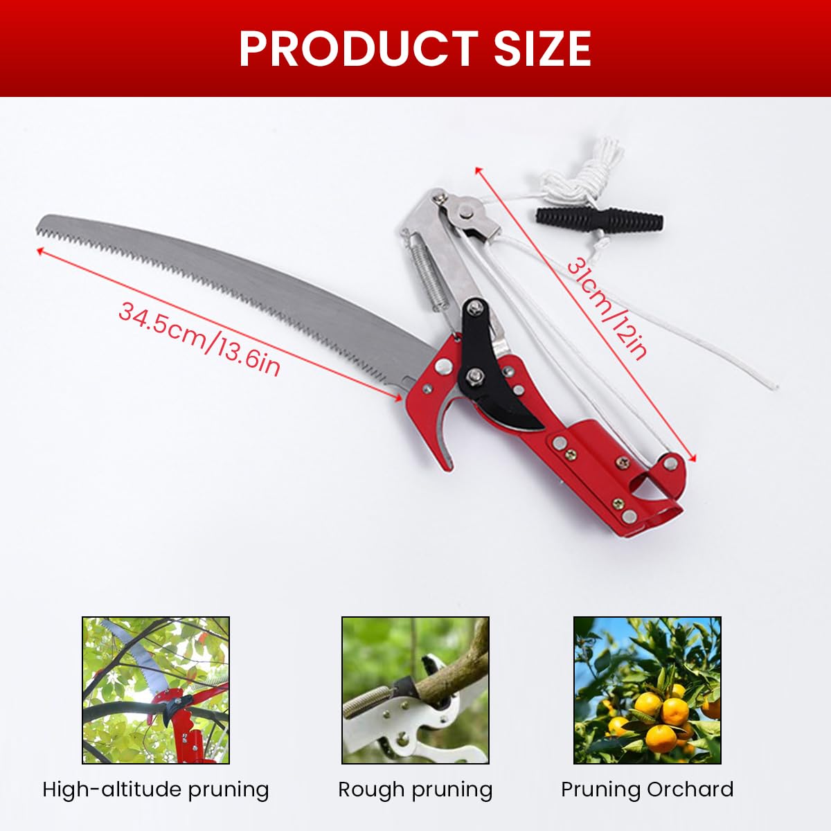 Serplex Tree Pruner for High Branch Cutting with Cord-Controlled Bypass | SK5 Alloy Steel 3 PCS