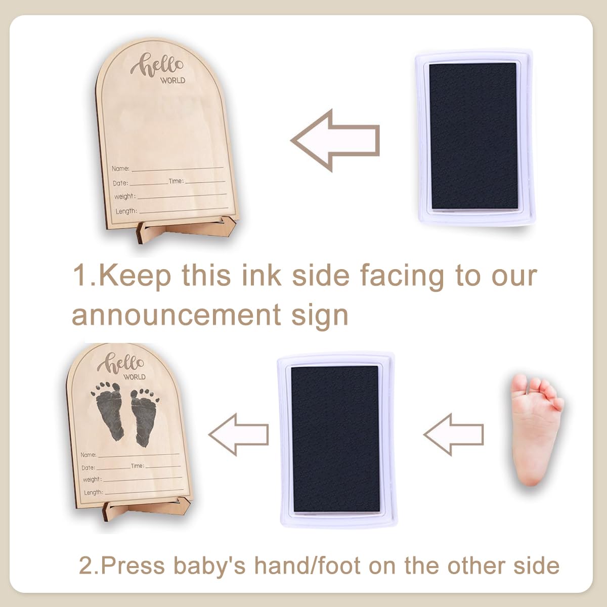 SNOWIE Soft Baby Ultrasound Picture Frame for Desk Display with Ink Pad and Marker | Wooden Sonogram Gift for New Mothers