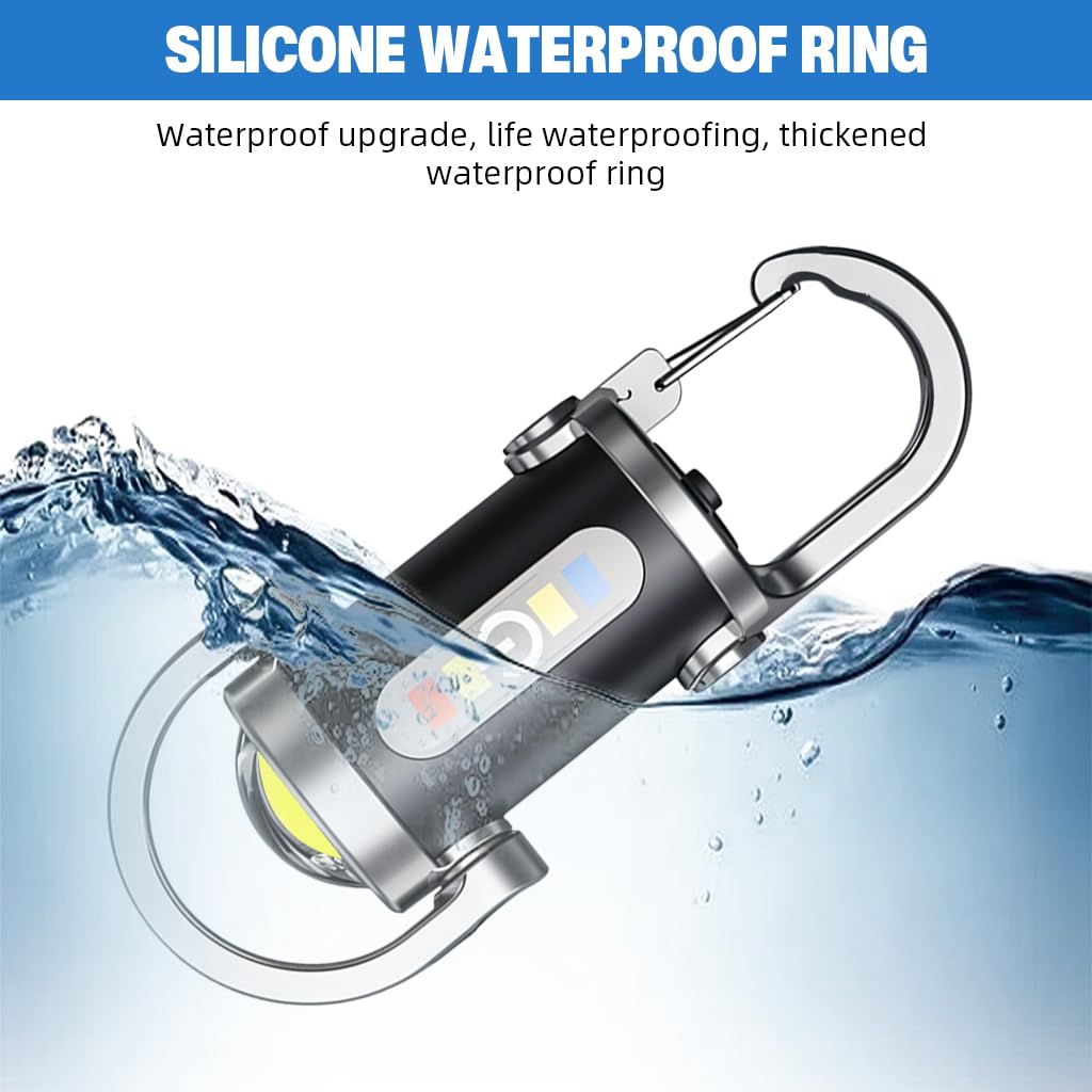 PROBEROS Keychain Flashlight with 7 Lighting Modes and Quick Release Clasp | USB Rechargeable Aluminum Pocket Light
