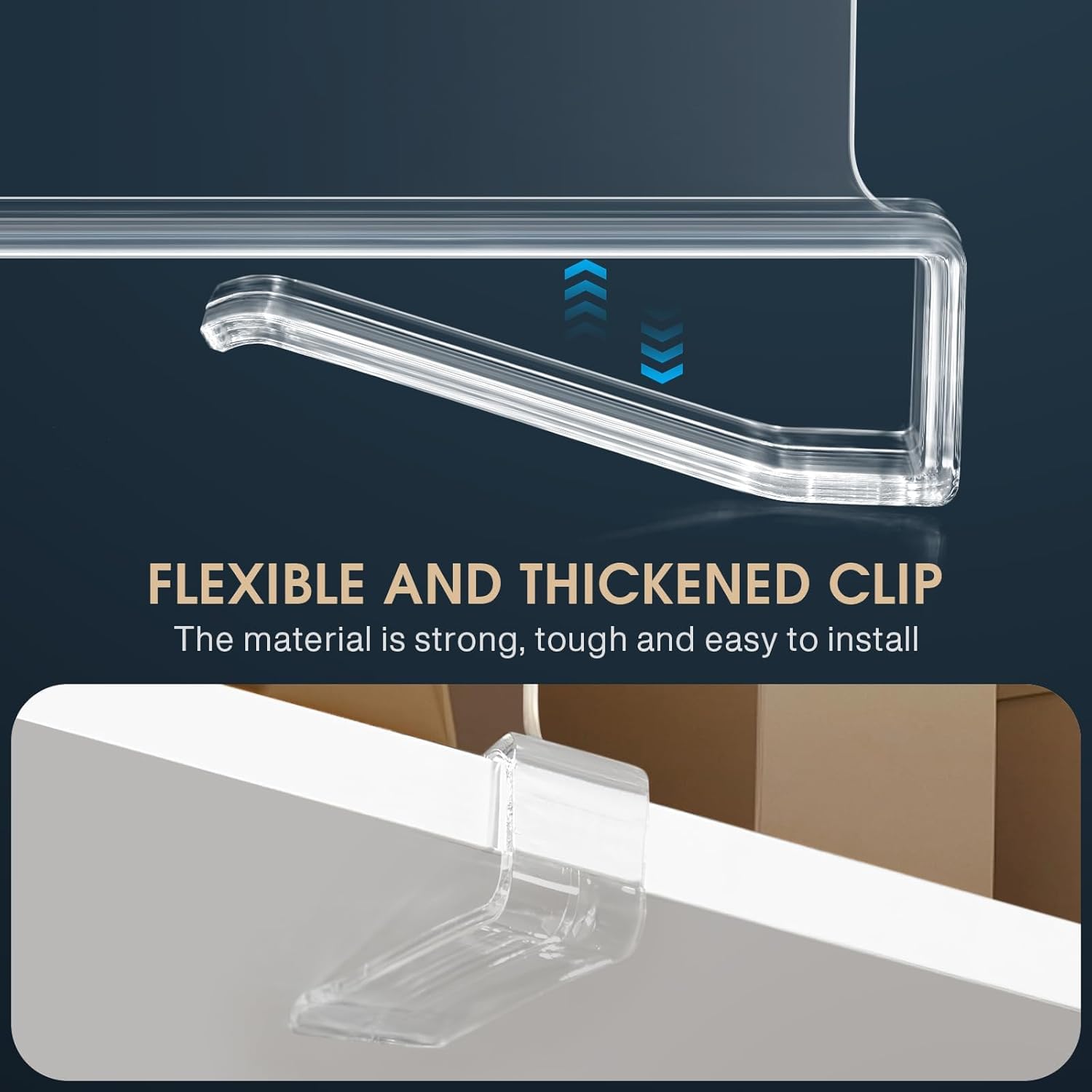 HASTHIP Clear Acrylic Shelf Dividers for Closet Organization 30x24.5cm with Insert-On Design