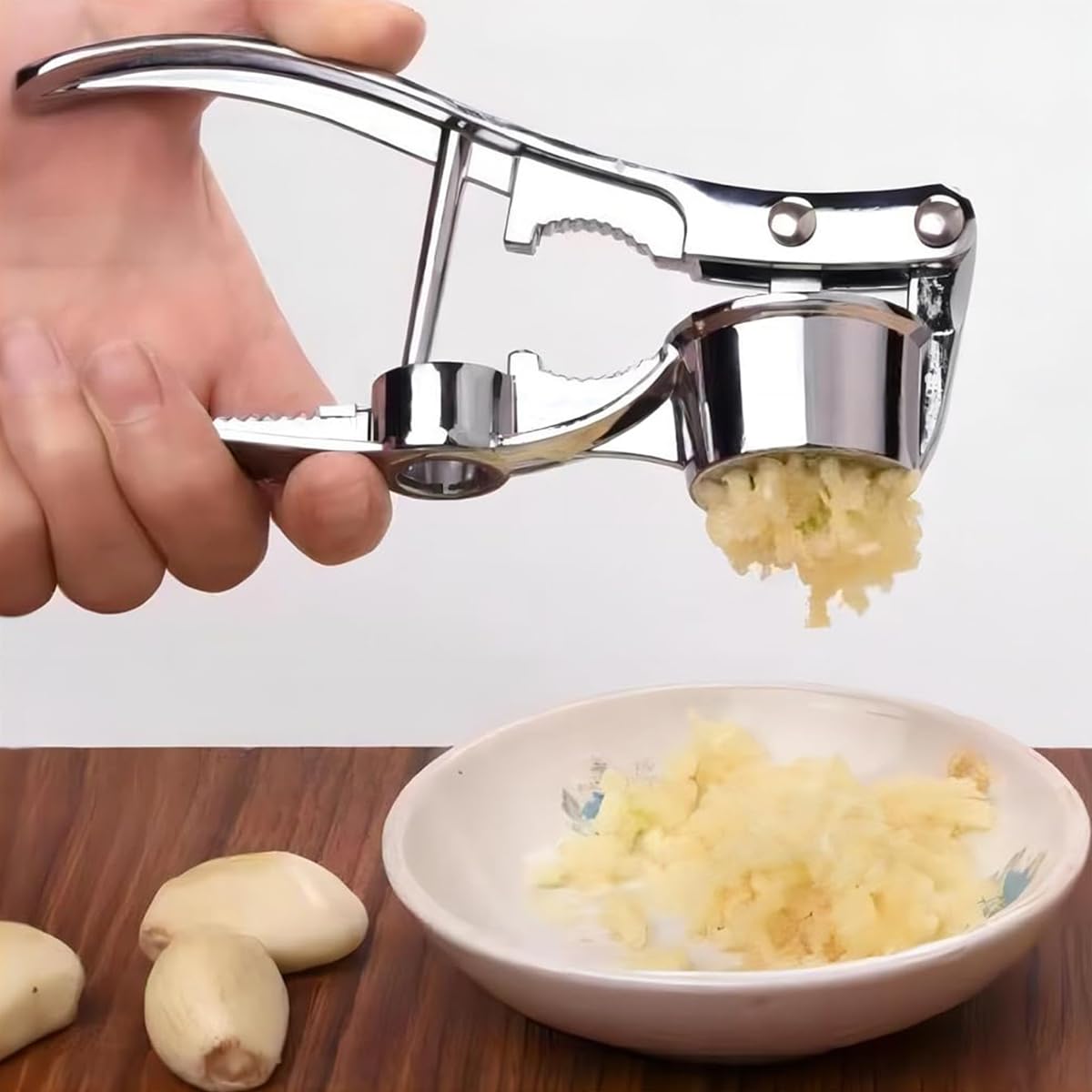 Supvox Garlic Press 5 in 1 Stainless Steel Tool with Ergonomic Handle for Home Cooking