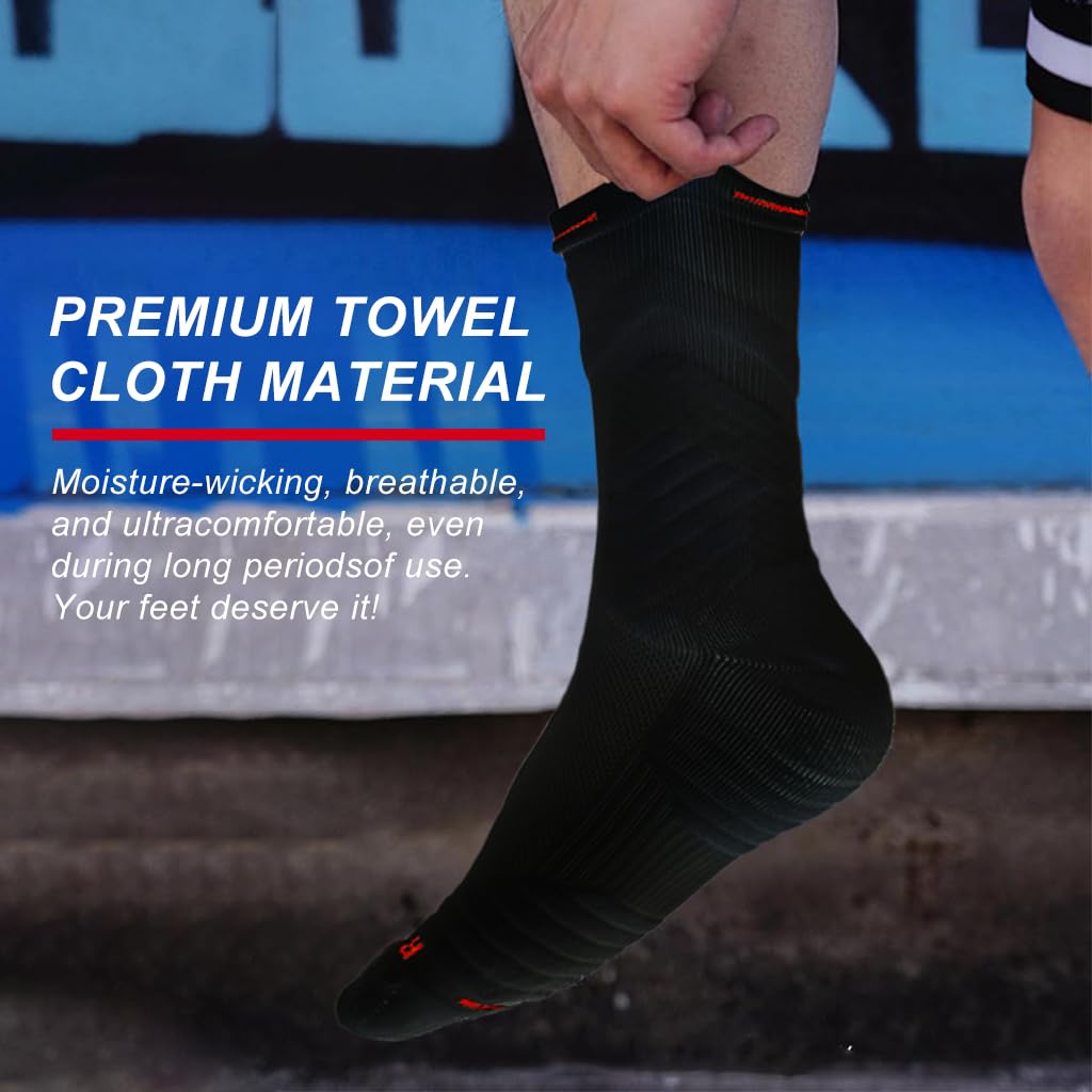 PROBEROS Sport Socks for Men and Women with Anti Slip Grip and Cushioned Heel | 3 Pairs Black