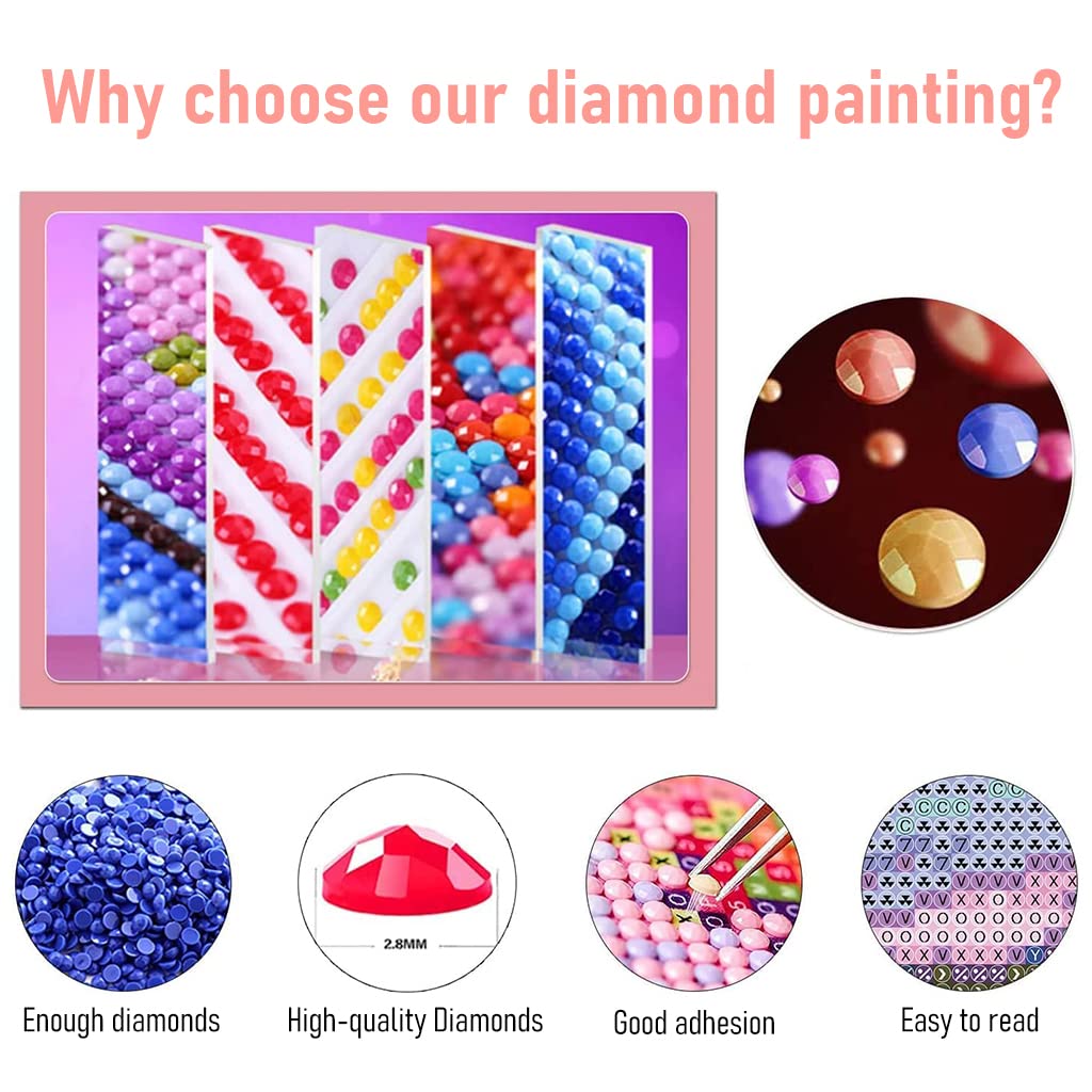 HASTHIP® Elephant Diamond Painting Kit with Round Diamonds, 5D Diamond Painting Kit for Adults & Kids, 30 X 40cm Full Drill Elephant Gem Art Painting Kit for Home Wall Decor Gifts (12x16inch)