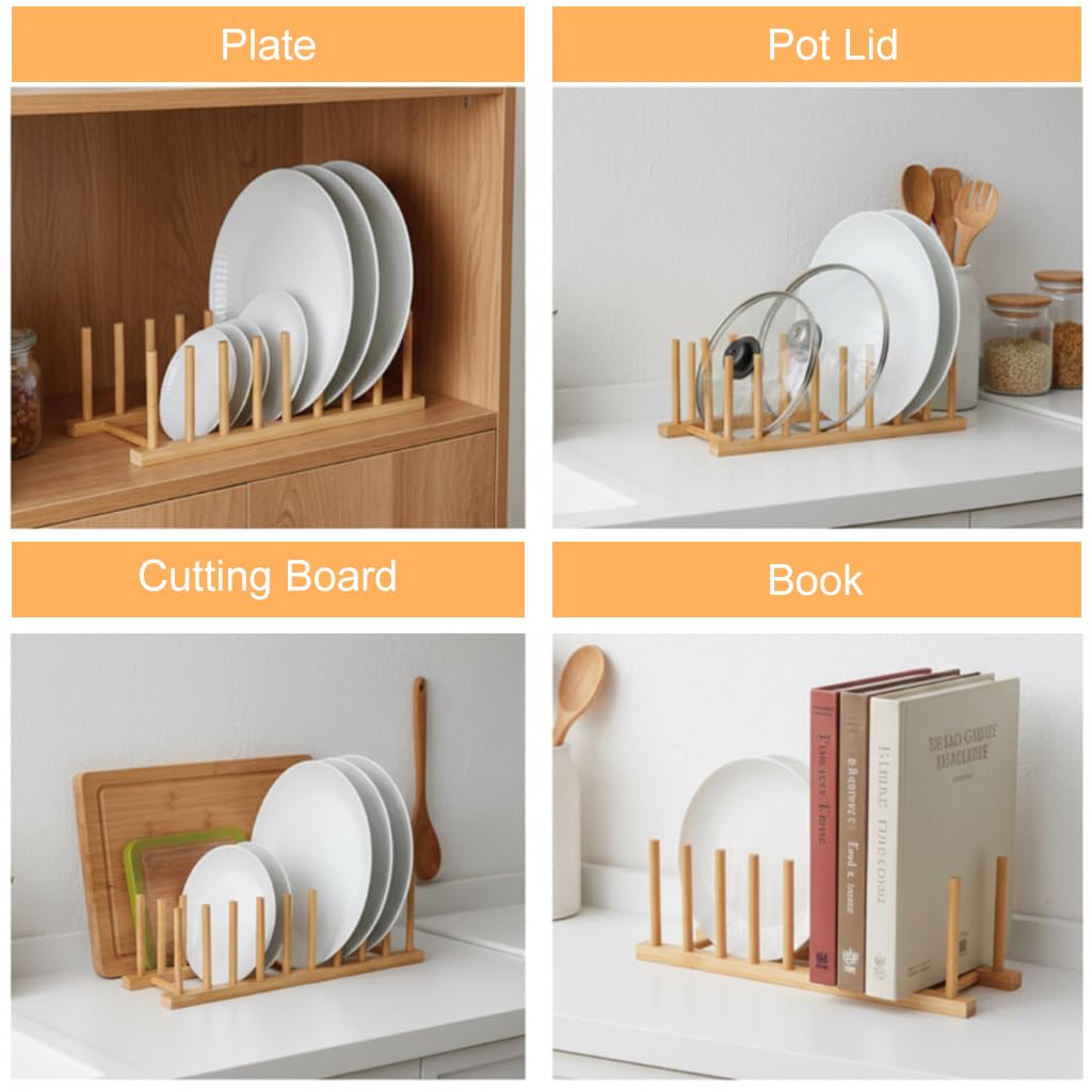 Zibuyu Bamboo Dish Rack for Kitchen Organization with Foldable Space Saving Design