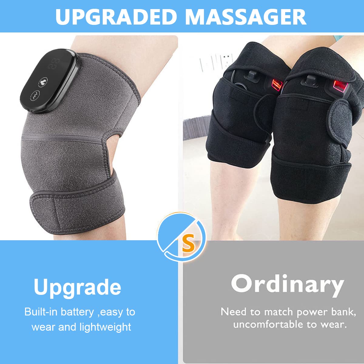 HANNEA® Electric Knee Heating Pad for Pain Relief 3 in 1 Shoulder Brace Warmer Elbow Heating Pad with 3 Heating Temperature 3 Vibration Mode, Heating Pad for Knee Elbow Shoulder, Gift for All