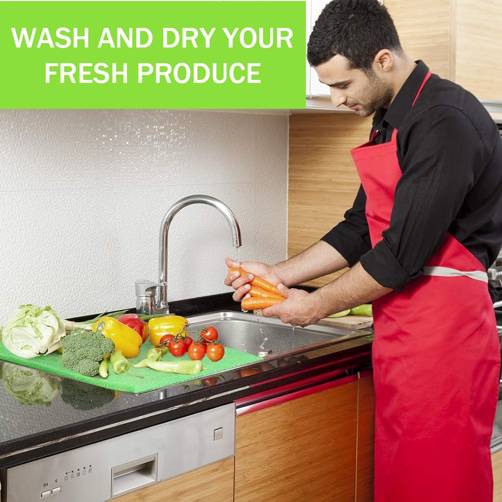 Supvox Fridge Mat Set for Refrigerator Drawer Protection with 12x15 in Waterproof Polypropylene | Pack of 5 Green Anti Bacterial Liners