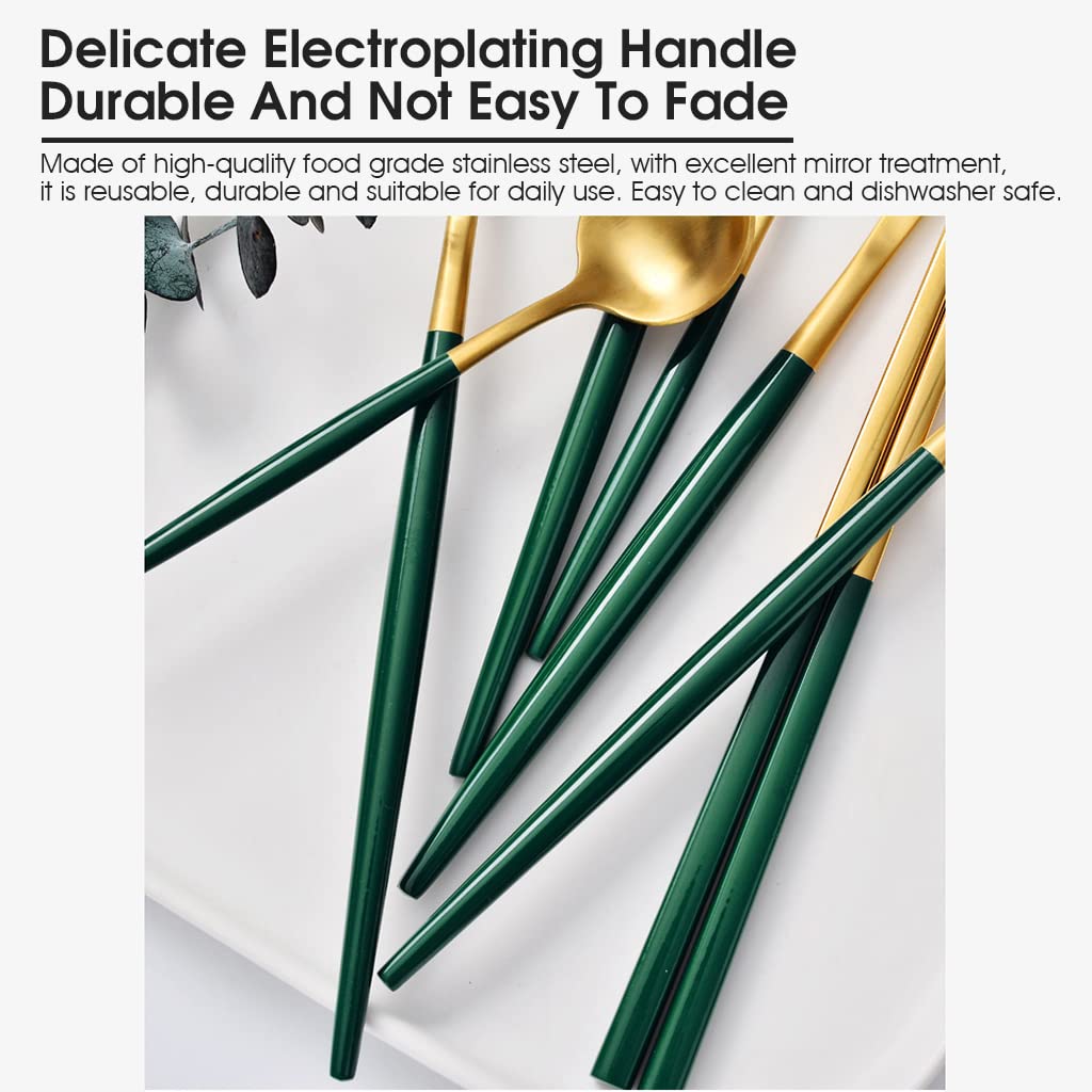 ELEPHANTBOAT Cutlery Set for Travel and Home with Storage Case | 3 Pcs Gold Stainless Steel Flatware