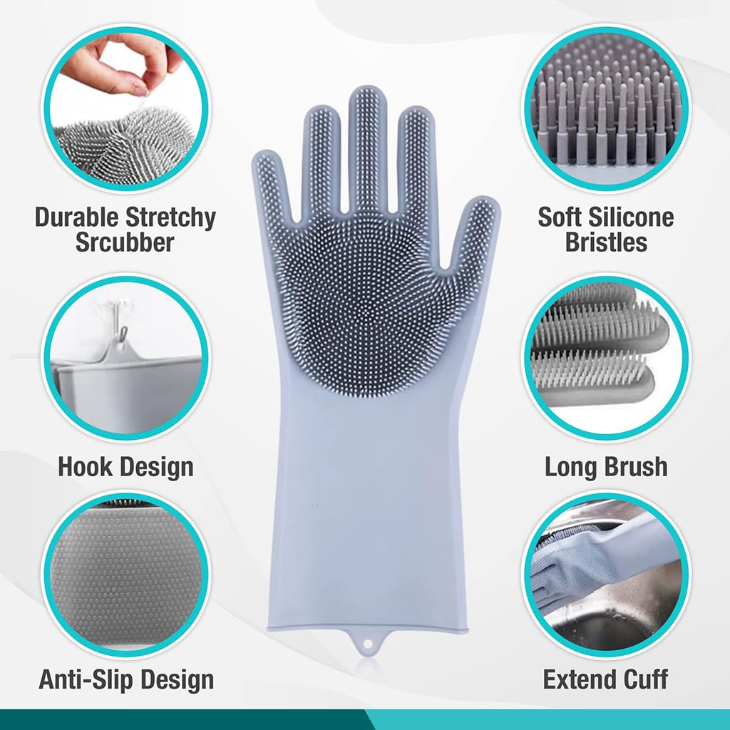 ZIBUYU Pet Hair Remover Gloves for Bathing and Grooming with Five Finger Design | Gentle Massage Mitt for Dogs Cats Rabbits and Horses