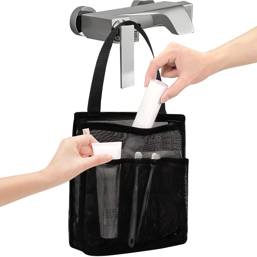 HASTHIP Mesh Shower Caddy for Dorm and Gym Essentials with 4 Pockets and Quick‑Dry Fabric