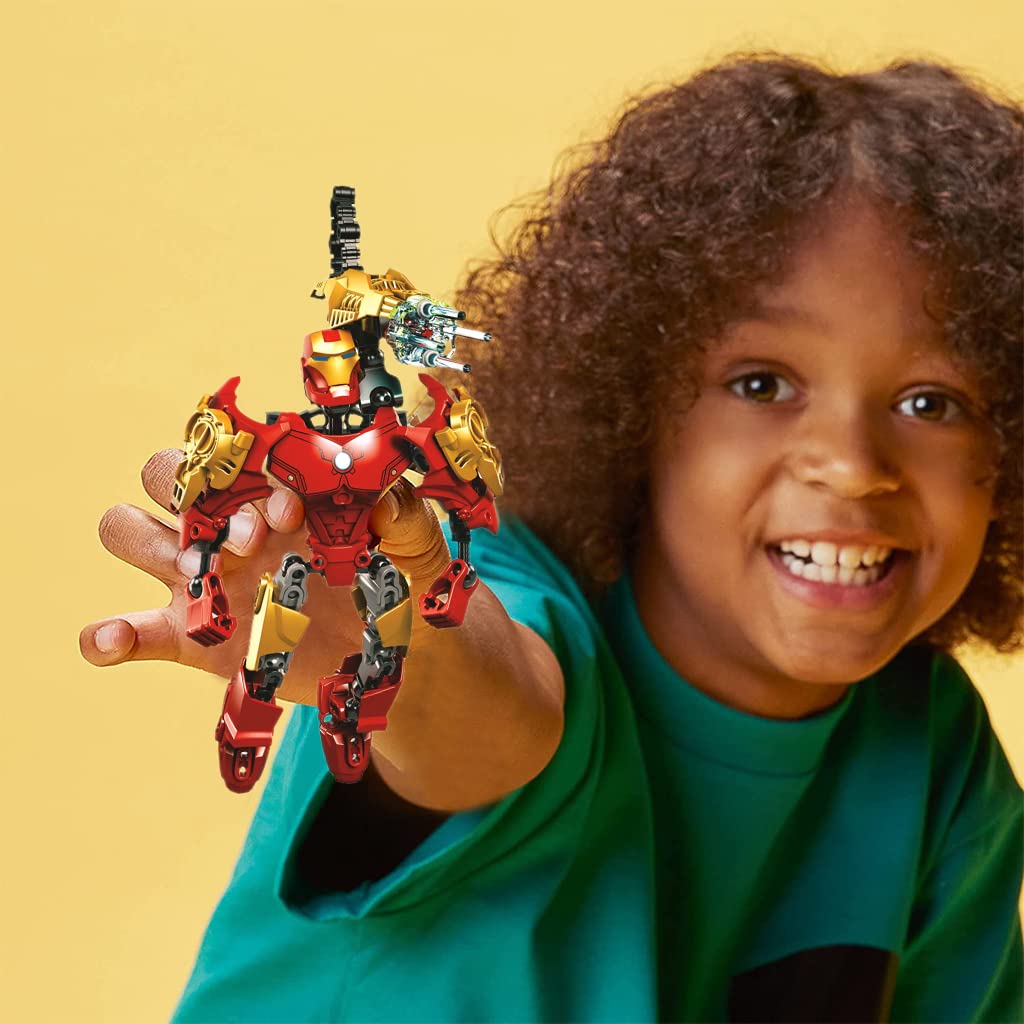 HASTHIP Avengers Toys for Boys featuring DIY Assembly Iron Man Action Figure | ABS Building Blocks for Kids Gift and Desktop Decoration