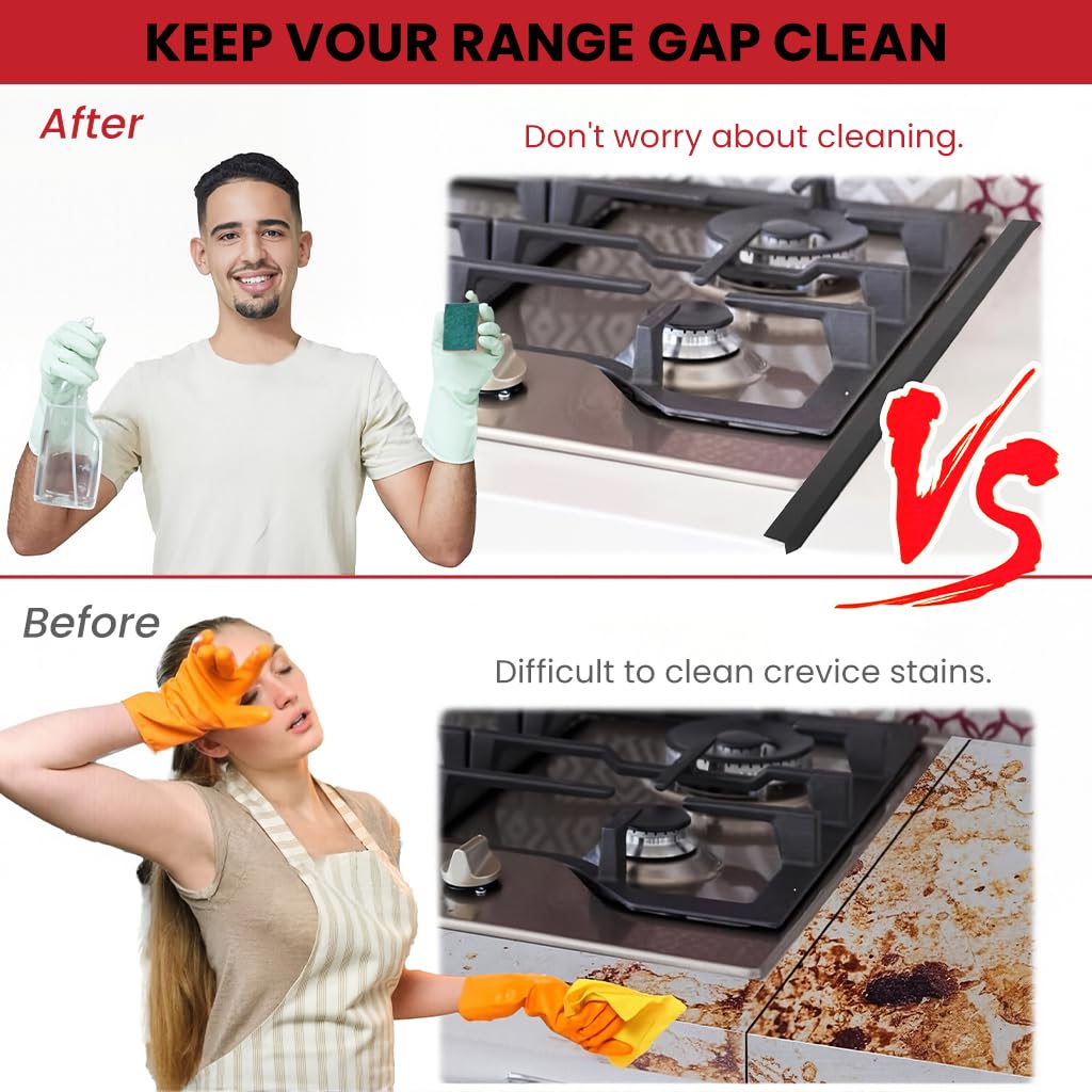 Supvox Telescopic Stove Top Gap Filler for Kitchen Counters featuring Adjustable 13.8–27.5 in Stainless Steel | Easy Clean Heat Resistant Barrier