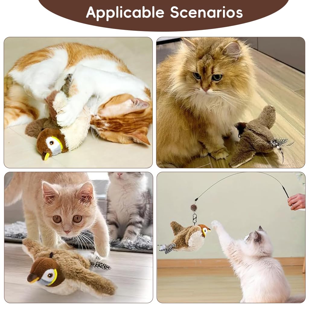 Qpets Cat Toy for Playtime with 3 Mode Electric Flapping Wings and Soft Plush Design