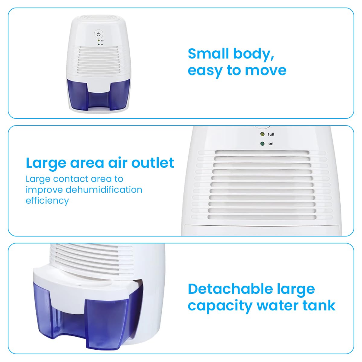 HANNEA Mini USB Dehumidifier for Bedroom and Kitchen featuring Auto Shut-Off 500ml Tank | Ultra-Quiet Portable Design