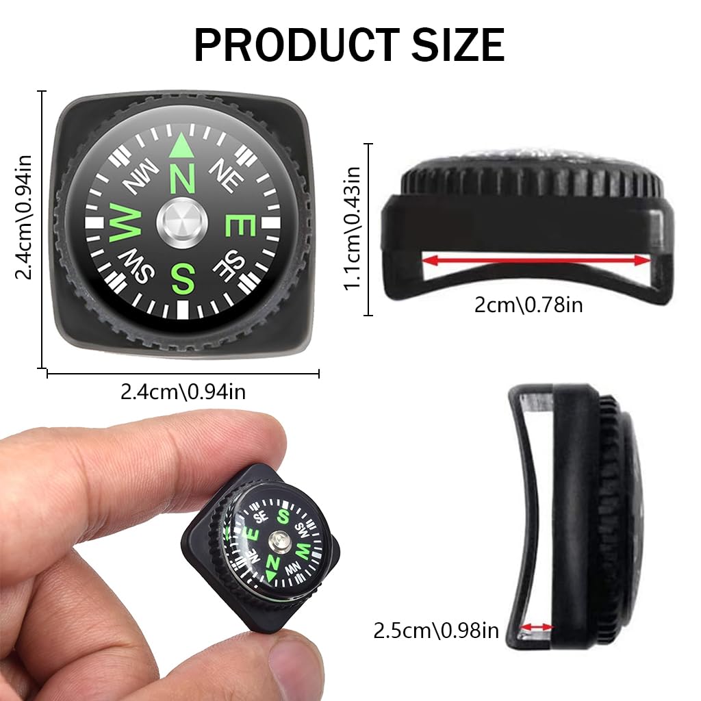 PROBEROS Wrist Compass Pack of 10 for Hiking and Camping featuring 24mm Base Mount | Compatible with 21mm Watch Strap