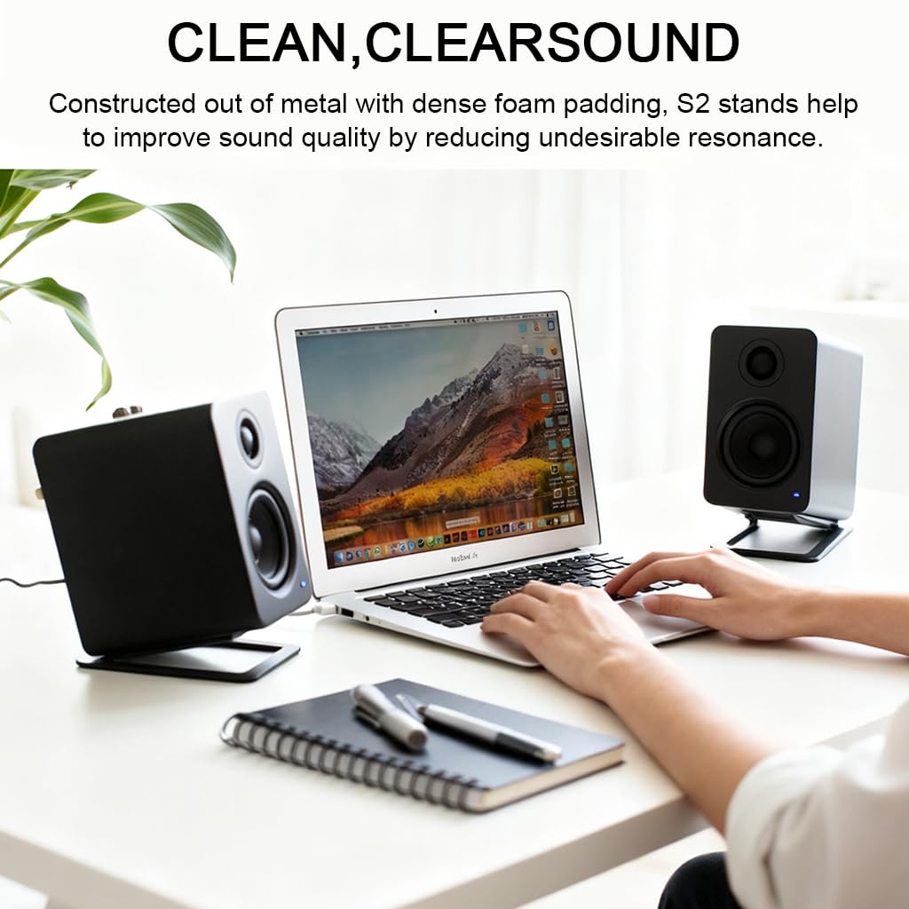 ZORBES Desktop Speaker Stands for Bookshelf or Monitor Speakers with Anti‑Vibration Carbon Steel Build | 2 Pack Supports Up to 4.5kg