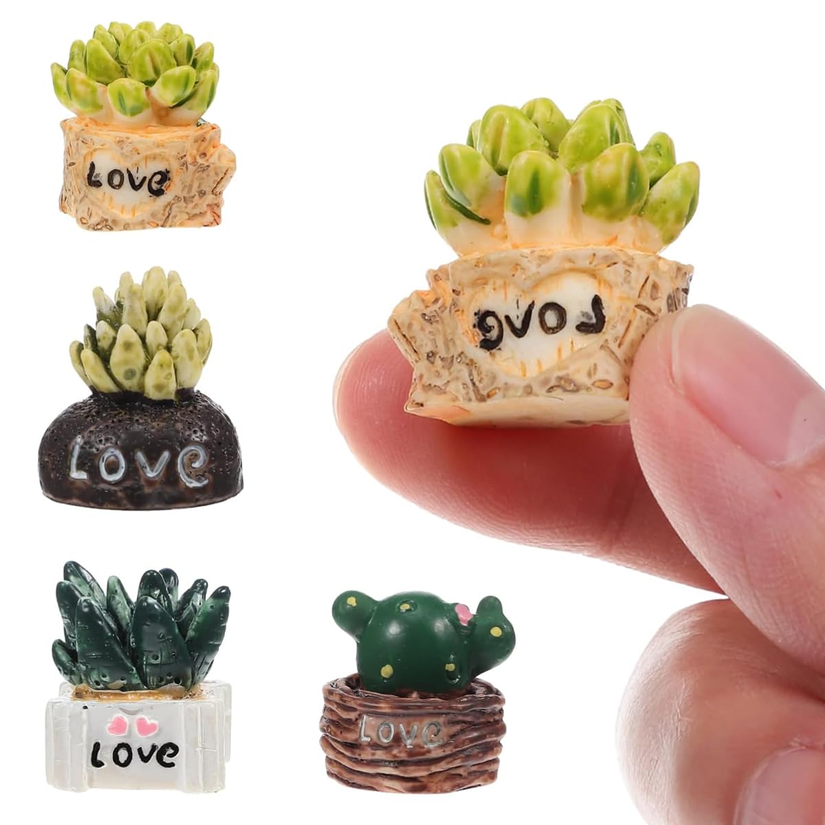 HASTHIP Cactus Micro Landscape Plants 2.3x2.2cm for Desk Decor with PVC Mini Succulents | Dollhouse Garden Display