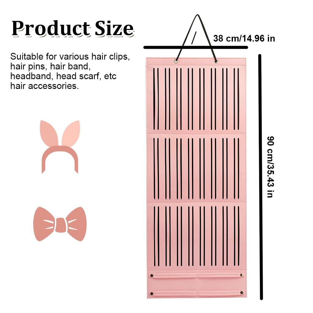 HASTHIP Hair Accessories Organizer for Girls with 3 Layer Hanging Rack 35.4x14.9 in Felt Display | 3 Pcs Set