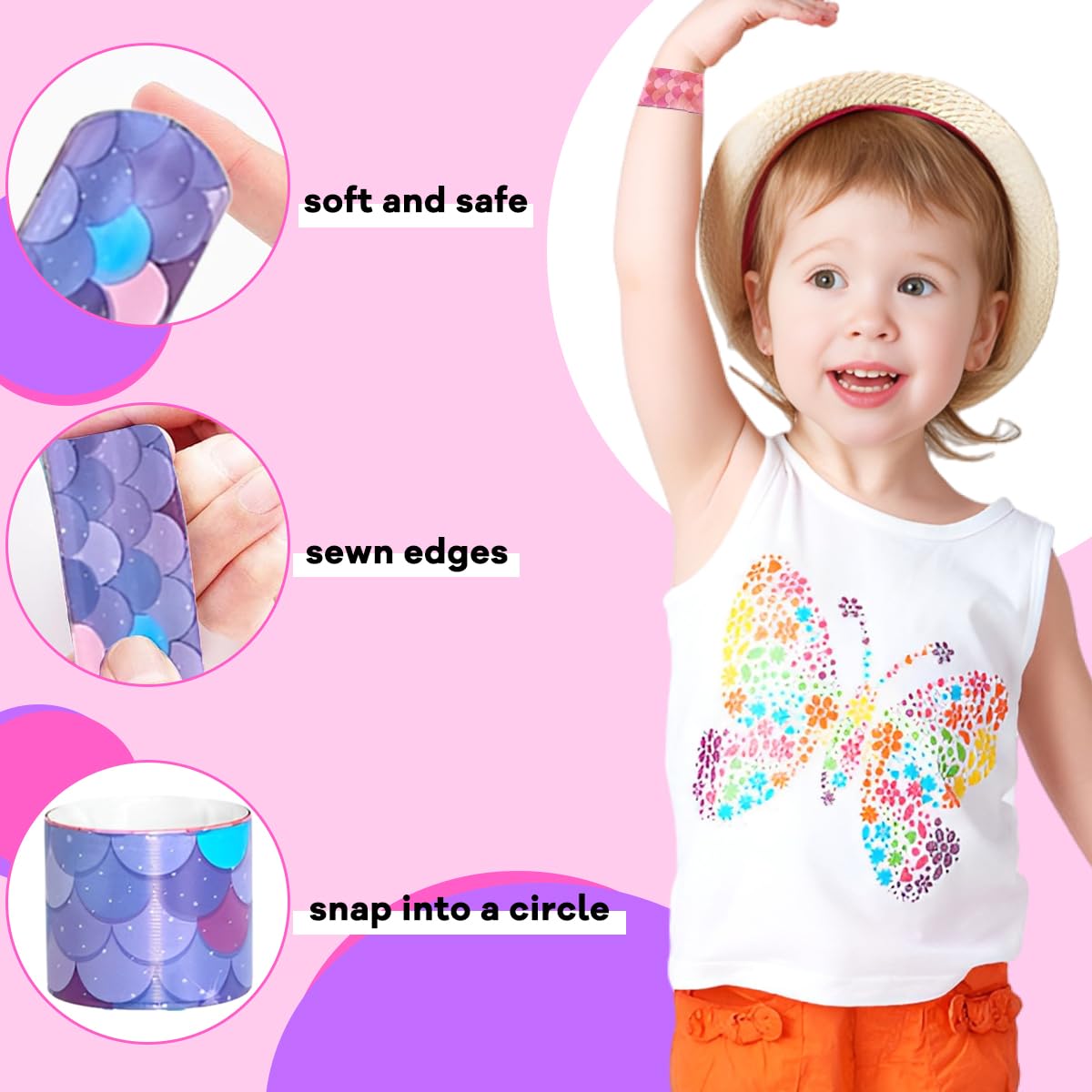 Zibuyu Rakhi for Kids featuring 12pcs 8.6 in Mermaid Slap Bracelets with Soft PVC Bands | Fun Party Favor