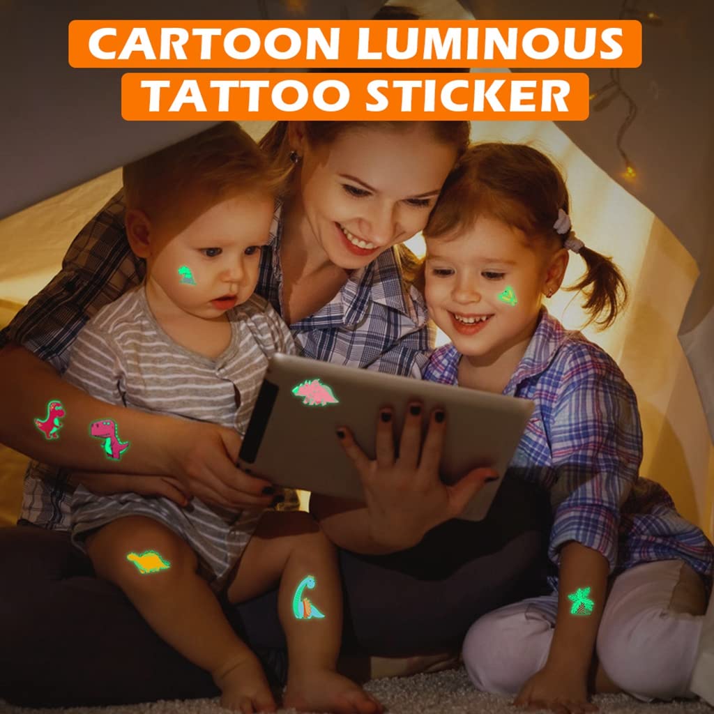 MAYCREATE Temporary Tattoo Stickers for Kids with 20 Sheets 6.8×12cm Night Glow | Waterproof
