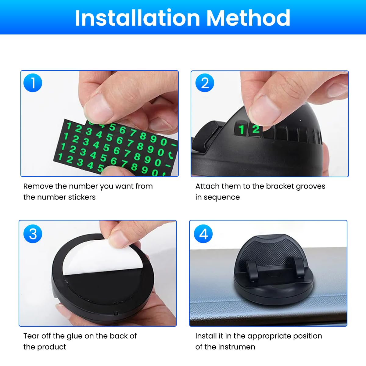 Zibuyu Car Mobile Holder for Dashboard with 360° Rotation and Glow Contact Display | Universal Fit